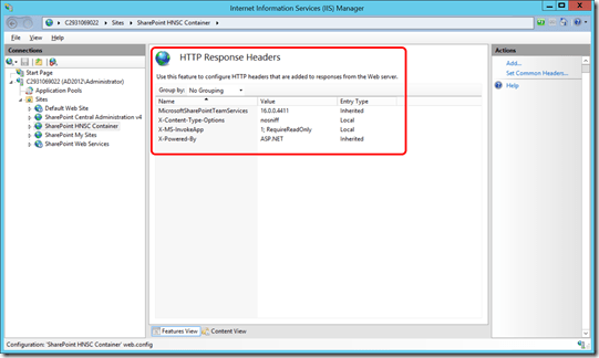 IIS HNSC Group site Response Headers