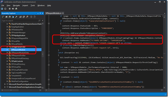 JetBrains dotPeak MS.SP.AdminRuntime classes